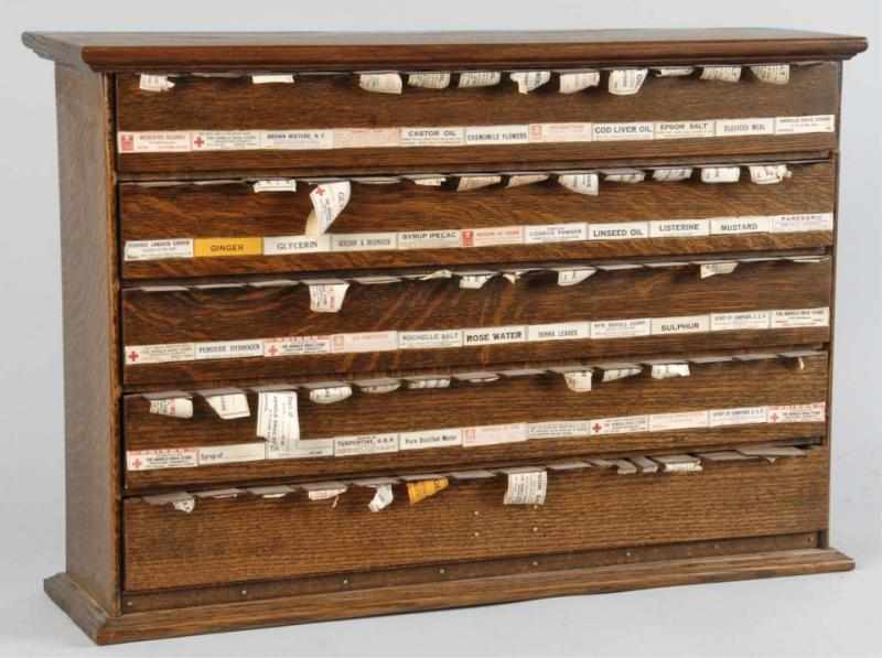 Appraisal: McCourt Prescription Label Cabinet with Labels Description Circa early th