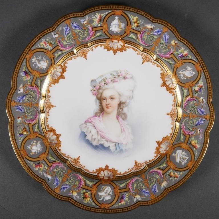 Appraisal: Sevres portrait plate of Madame de Lamballe Signed I Robert