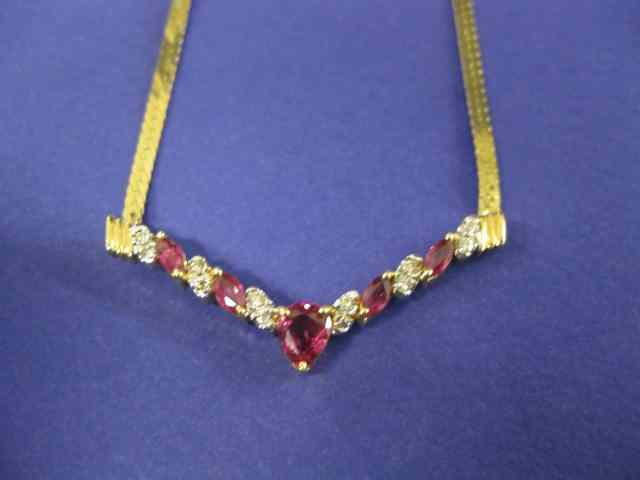 Appraisal: Ruby Diamond Necklace marquise pear shape fine rubies totaling carat