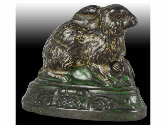 Appraisal: Cast Iron Rabbit on Base Still Bank Description Made in