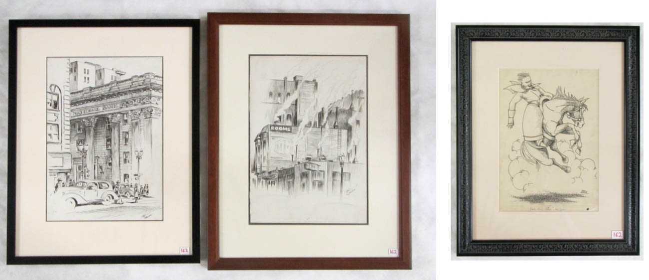 Appraisal: PAUL KELLER THREE INK DRAWINGS AND A PENCIL SKETCH Oregon