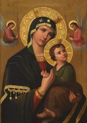 Appraisal: Framed oil on canvas painting Our Lady of Perpetual Help