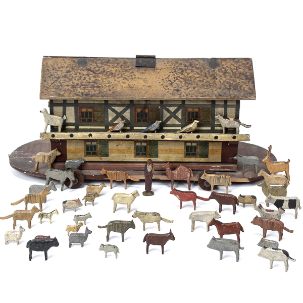 Appraisal: Erzgebirge German folk art Noah's Ark toy with carved and