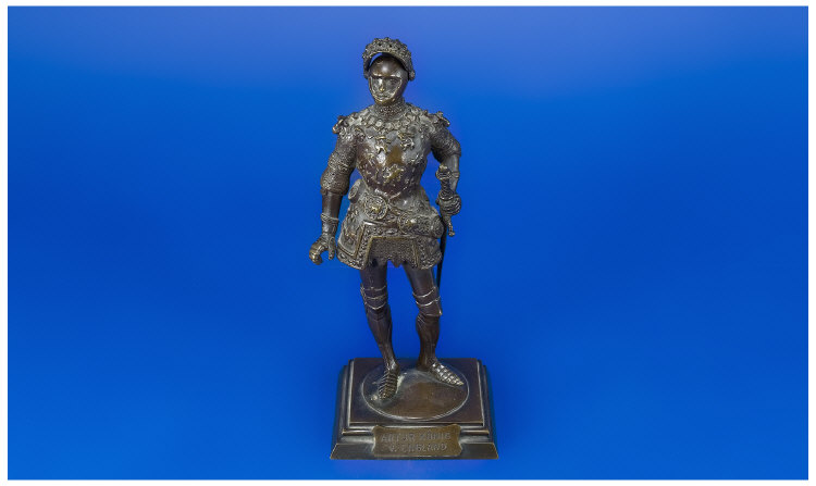 Appraisal: th Century Fine German Bronze Figure Standing On Bronze Plinth