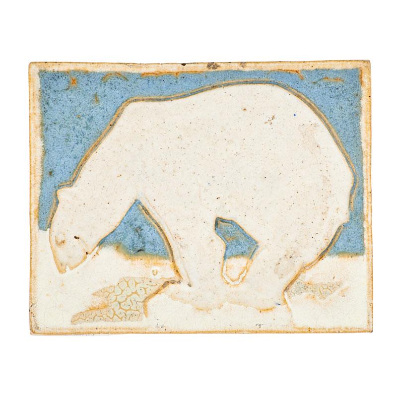 Appraisal: GRUEBY Rare tile with polar bear Condition Report A few