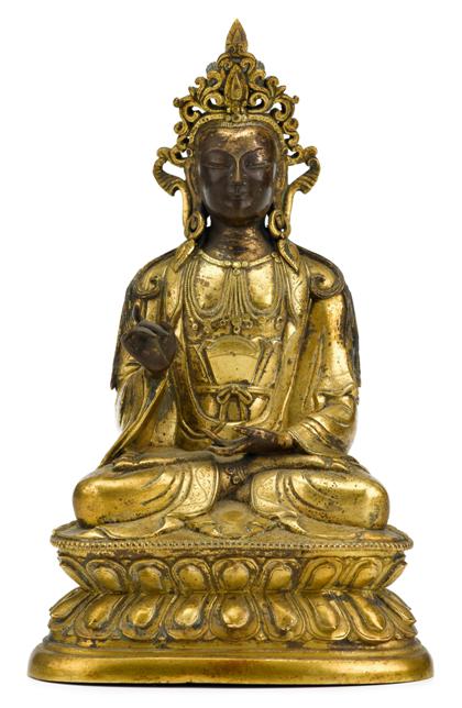 Appraisal: Fine and large Sino-Tibetan gilt bronze figure of Amitayus th