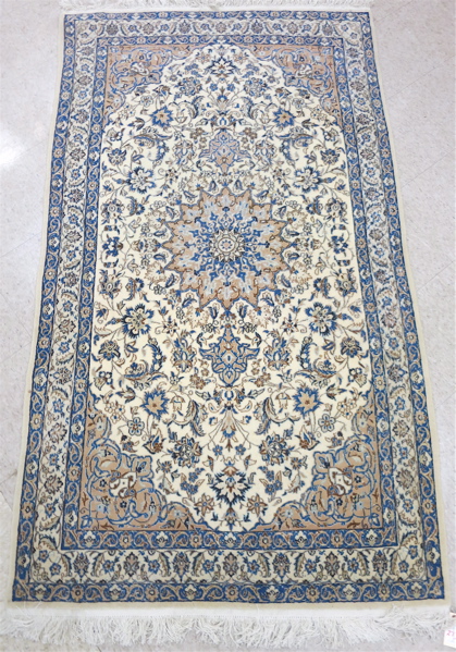 Appraisal: PERSIAN NAIN WOOL AND SILK AREA RUG Isfahan Province central