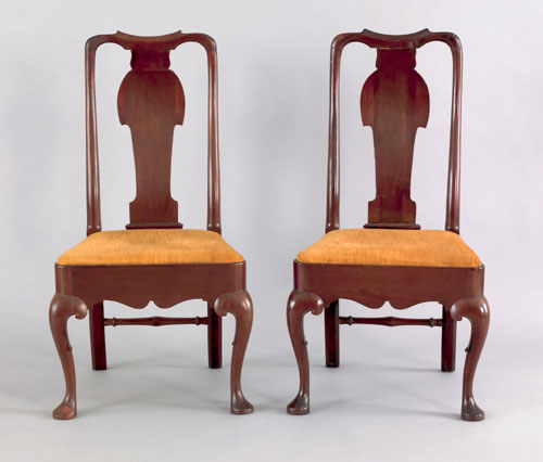 Appraisal: Pair of George II mahogany dining chairs ca each with