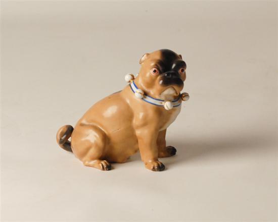 Appraisal: A Porcelain Pug Figure painted and wearing a bell collar