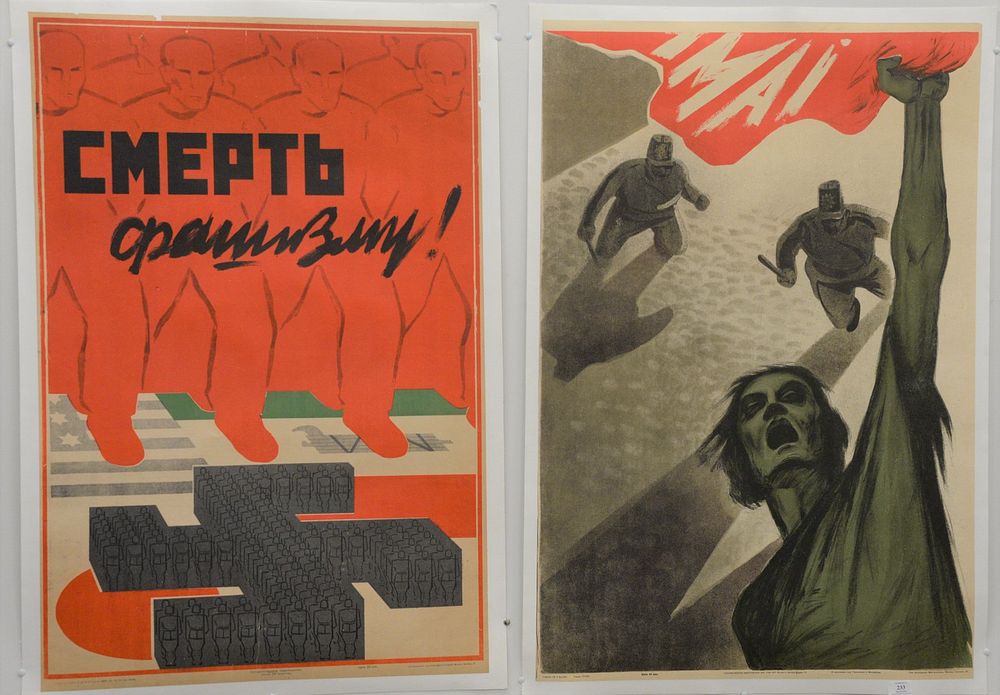 Appraisal: Three Piece Group to include two WWII Russian Propaganda posters