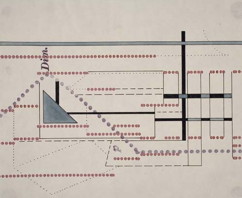 Appraisal: KAREL TEIGE Untitled Abstract Composition Pen and ink with watercolor