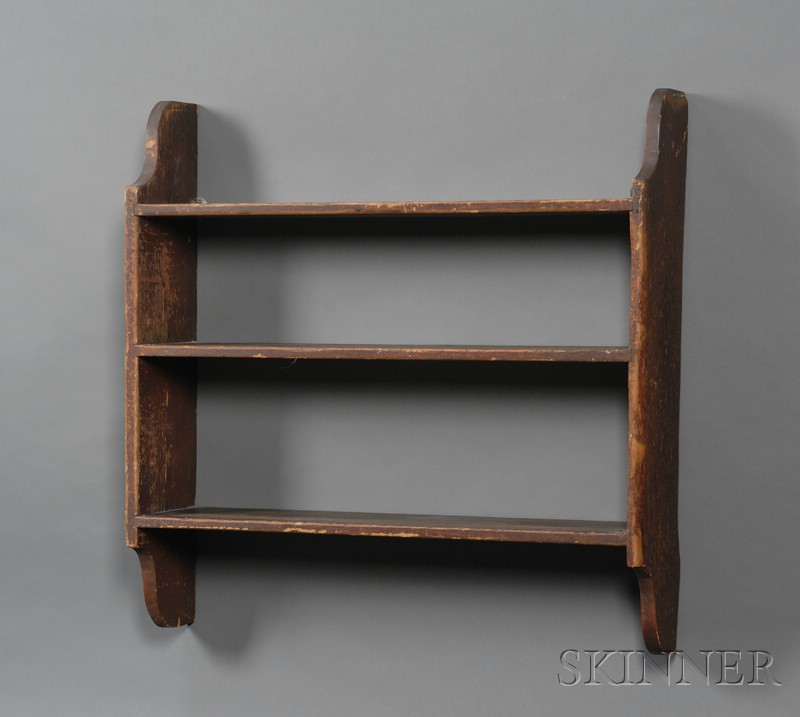 Appraisal: Red Painted Pine Three-tier Wall Shelf probably New England early