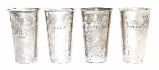 Appraisal: An Assembled Set of Four American Sterling Silver Tumblers three