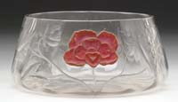 Appraisal: MOSER ENGRAVED CENTERPIECE BOWL Floral decoration consists of a cranberry