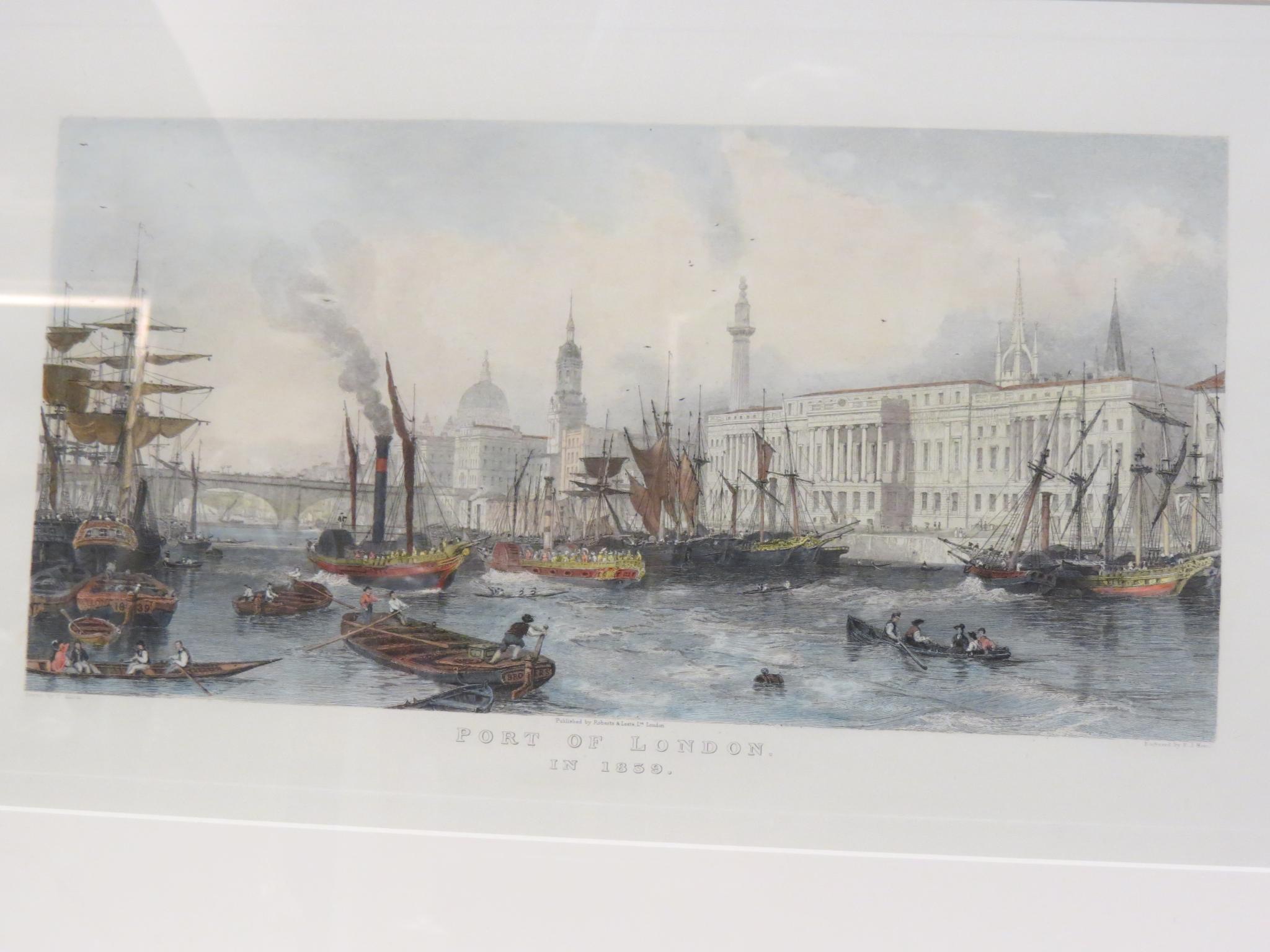 Appraisal: Two Victorian hand-coloured engravings Portsmouth Harbour and Port of London