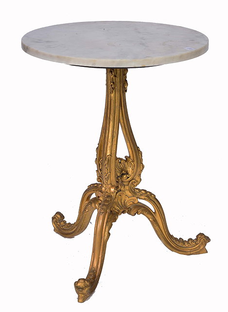 Appraisal: A FRENCH WHITE MARBLE CIRCULAR OCCASIONAL TABLE on a carved