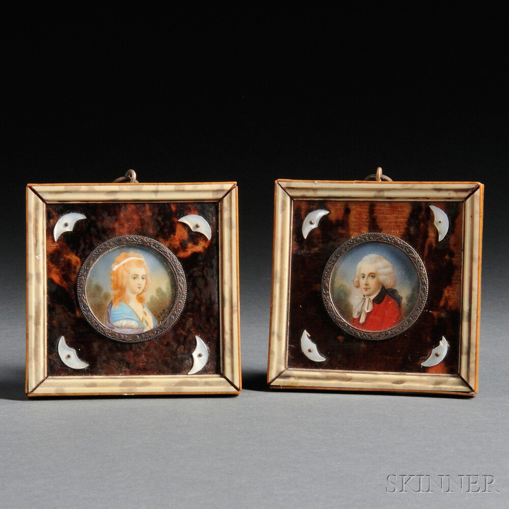 Appraisal: Pair of Grand Tour Miniature Portraits th century the bone