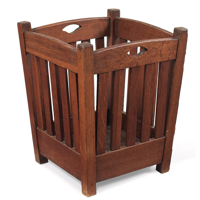 Appraisal: Stickley Brothers wastebasket cut-outs at top over five vertical slats