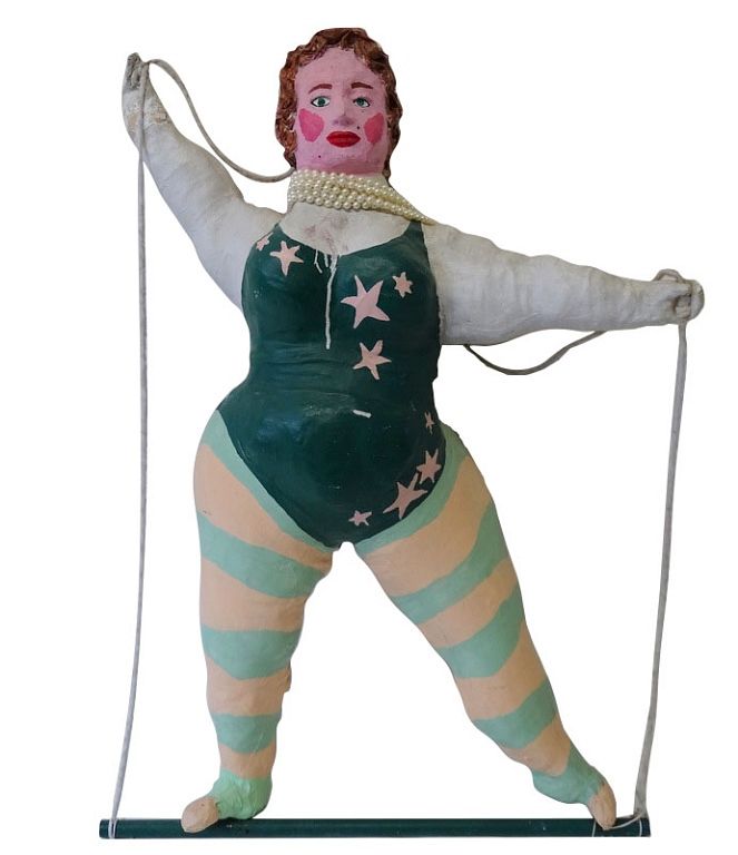 Appraisal: Paper Mache Husky Trapeze Women Paper Mache Husky Trapeze Women