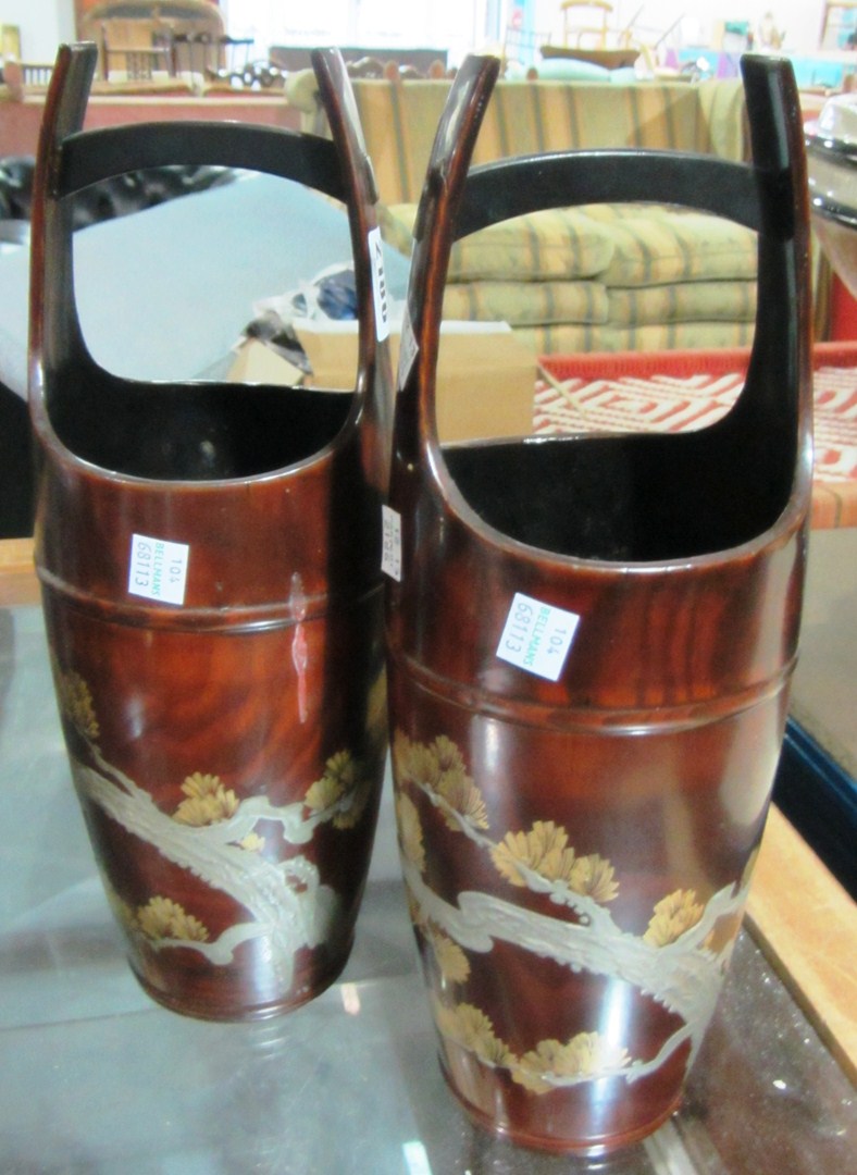 Appraisal: A pair of Japanese lacquer buckets