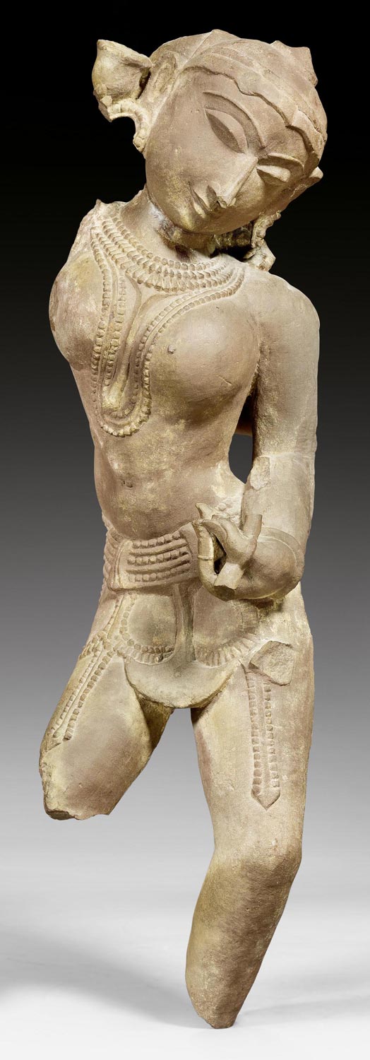 Appraisal: A RED SANDSTONE FIGURE OF A DANCING YAKSHI India th