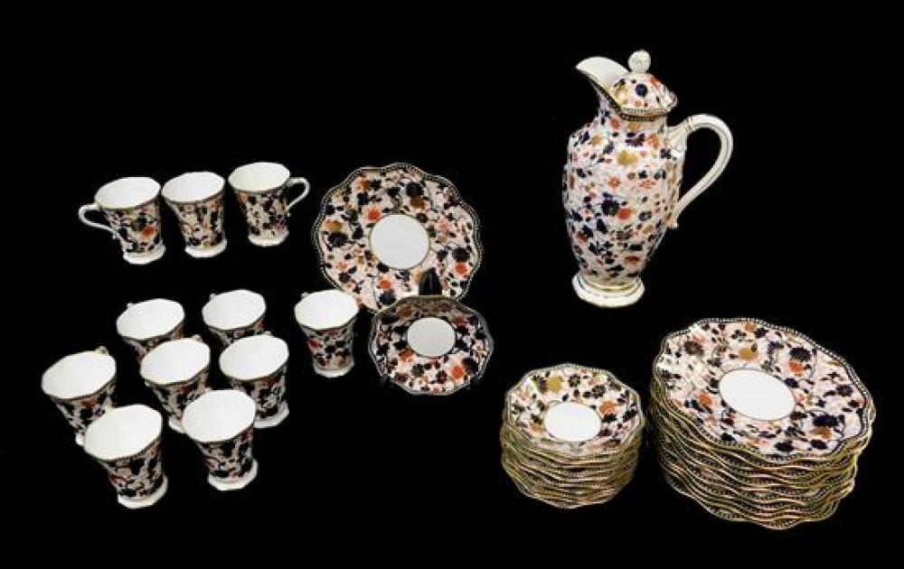 Appraisal: Coalport porcelain thirty-five pieces with Imari-type decoration gilt accents coffee