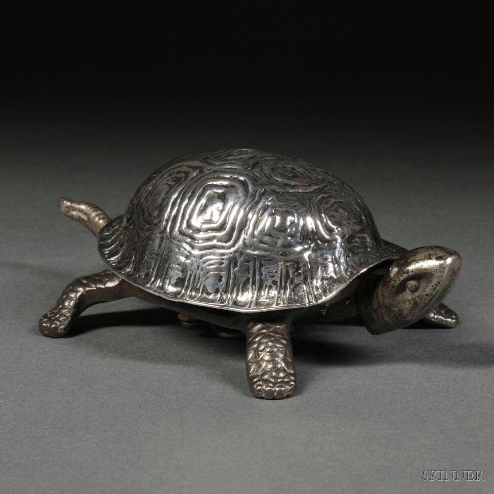 Appraisal: Edward VII Sterling Silver and Iron Turtle-form Table Bell Birmingham