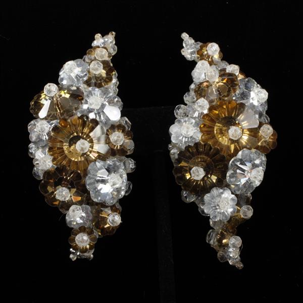 Appraisal: Coppola E Toppo Haute Couture Designer Floral Beaded Clear Caramel