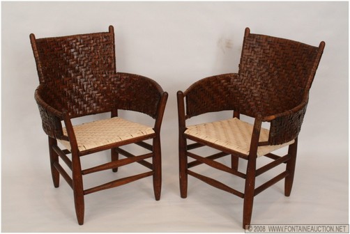 Appraisal: PR OF SIGNED OLD HICKORY KANE ARM CHAIRS W x