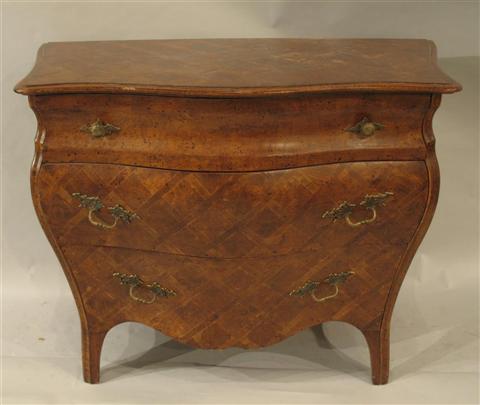 Appraisal: LOUIS XV STYLE PARQUETRY INLAID COMMODE Early mid th century