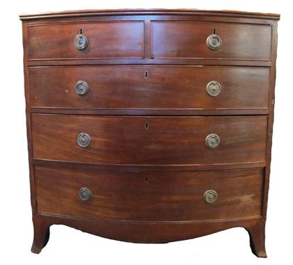 Appraisal: Federal mahogany bowfront chest of drawerscirca