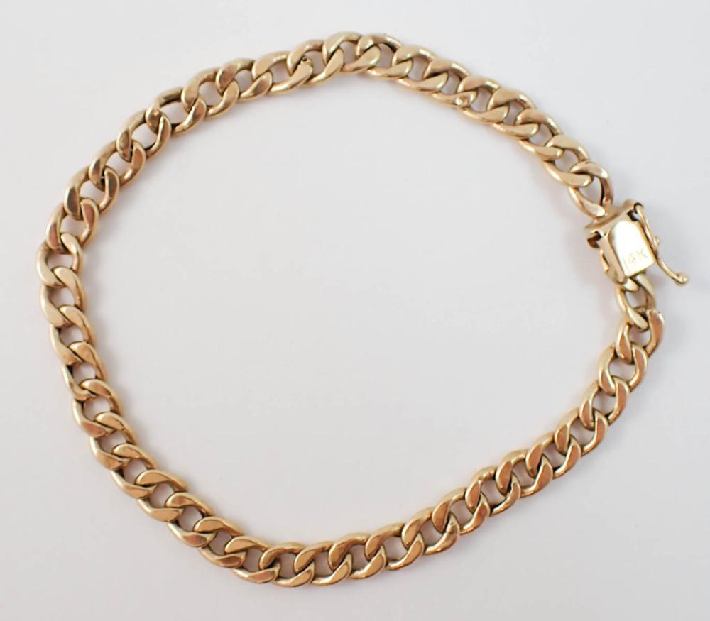 Appraisal: FOURTEEN KARAT GOLD CURB CHAIN BRACELET measuring - in length