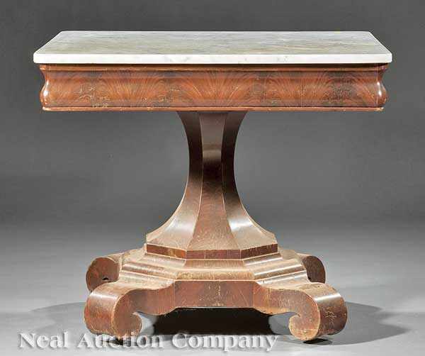 Appraisal: An American Late Classical Mahogany Center Table c square white