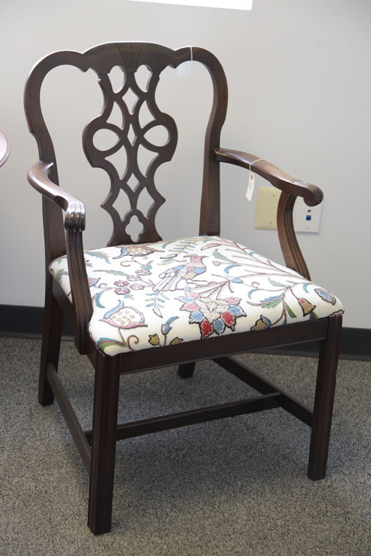 Appraisal: PAIR OF MAHOGANY ARMCHAIRS Twentieth century Georgian style knuckle armchairs