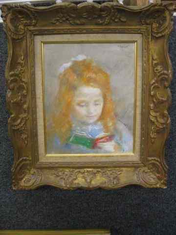 Appraisal: Lucien Philippe Moretti Oil on Canvas - young girl reading