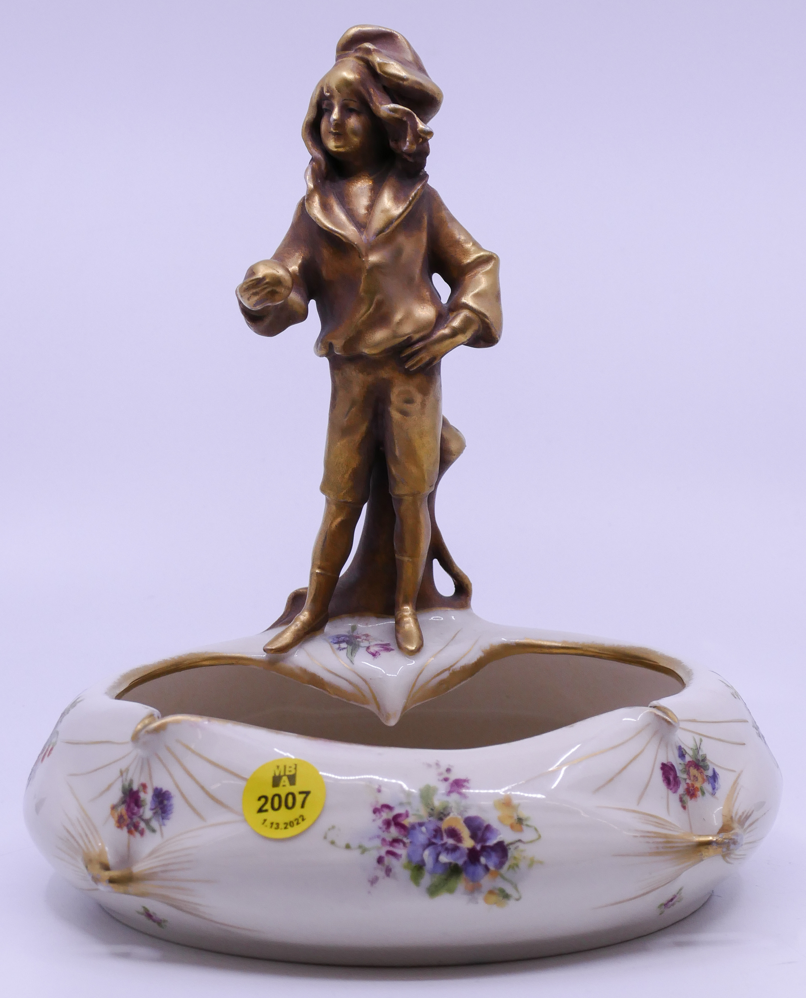 Appraisal: Teplitz Amphora Figural Boy Ashtray- hairline crack- x ''