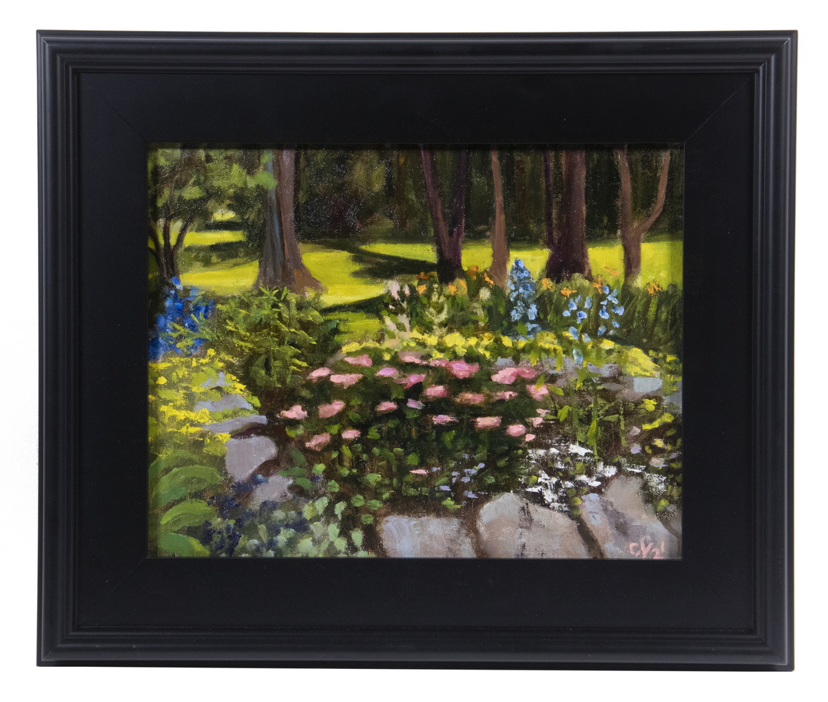 Appraisal: CALI VEILLEUX CONTEMPORARY MAINE Summer Flower Garden Rock Border oil