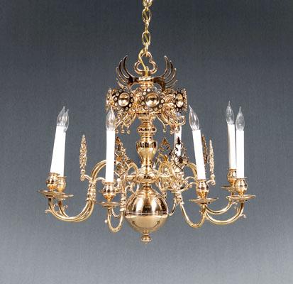 Appraisal: th century style brass chandelier eight arms with candle style