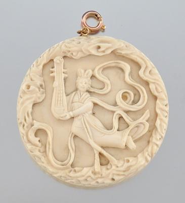 Appraisal: A Chinese Carved Ivory Pendant Approx - D with a