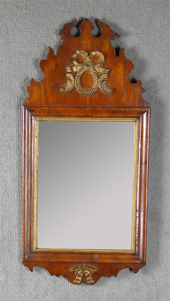 Appraisal: Queen Anne Mirror Mahogany and burl veneers Veneer cracks Old