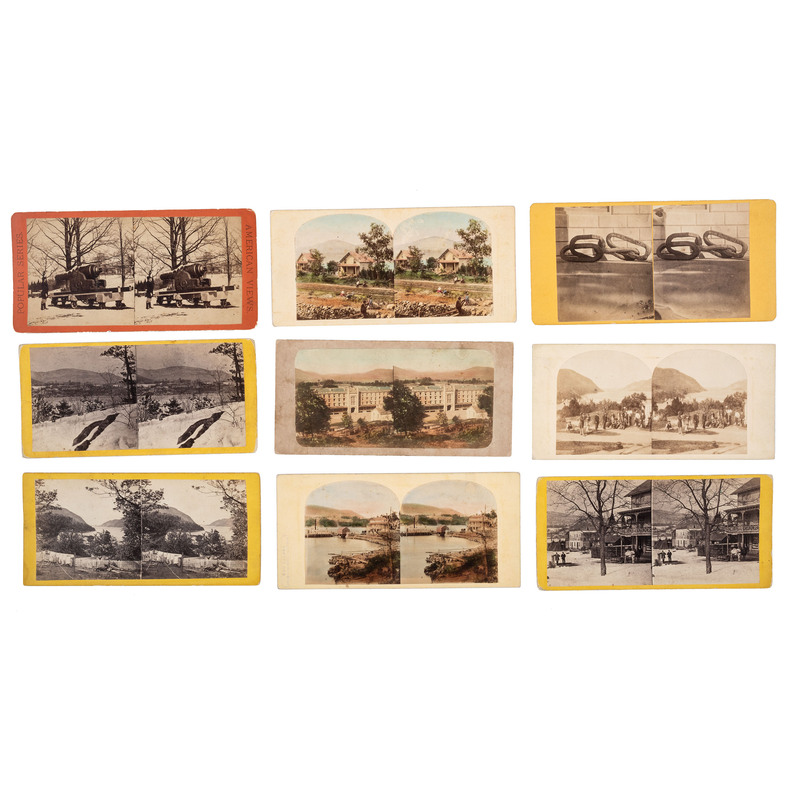 Appraisal: WEST POINT Collection of stereoviews featuring West Point and Hudson