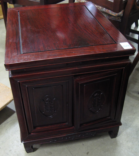 Appraisal: PAIR OF CHINESE ROSEWOOD END CABINETS each of rectangular form