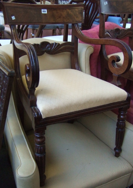 Appraisal: A set of five George IV mahogany dining chairs to