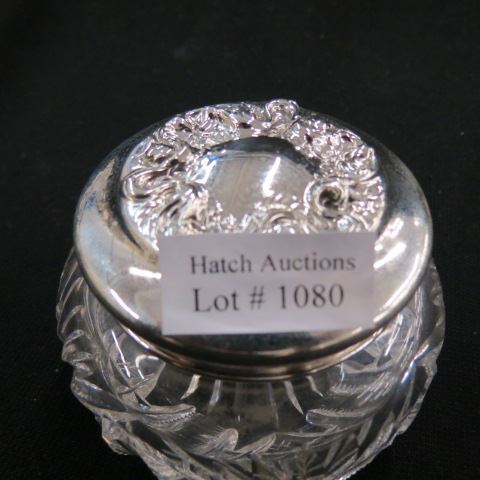 Appraisal: Sterling Silver Cut Glass Dresser Jar by Wallace diameter