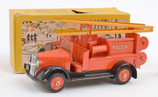 Appraisal: TEKNO FALCK FIRE ENGINE RED AND BLACK TINPLATE WITH LADDER