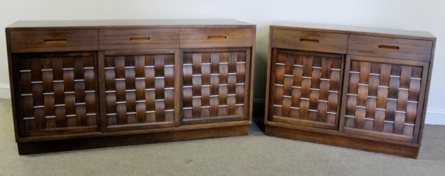 Appraisal: Midcentury Edward Wormley for Dunbar Cabinet Set Includes a drawer