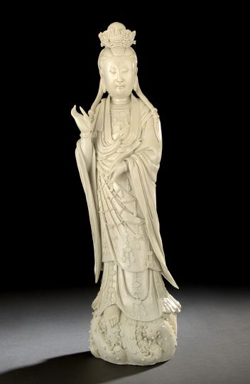 Appraisal: Large and Impressive Chinese Blanc-de-Chine Porcelain Figure of the Goddess