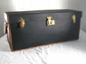 Appraisal: A motoring trunk circa in treated canvas leather bound with