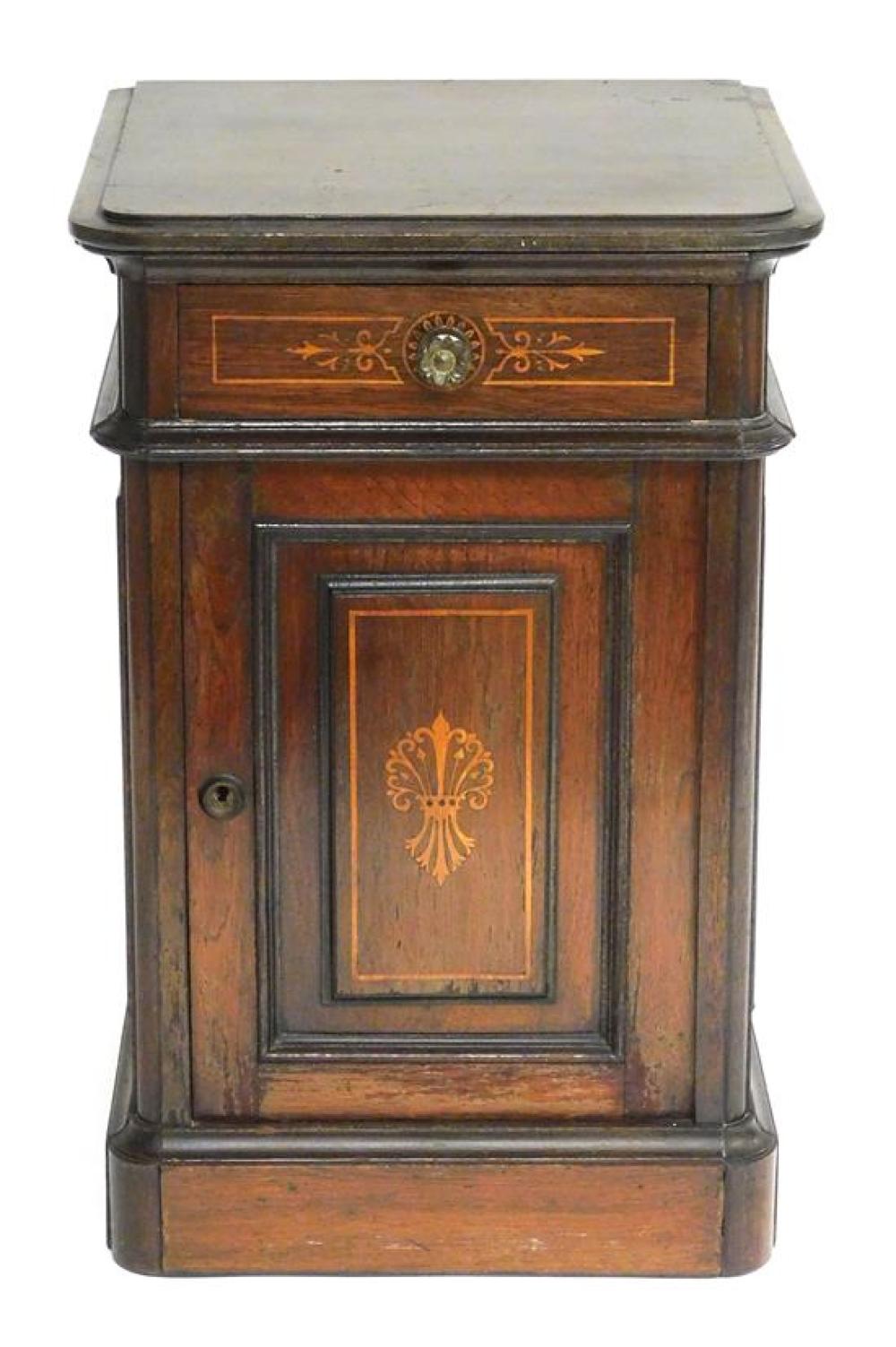 Appraisal: Renaissance Revival nightstand side table late th C rosewood with