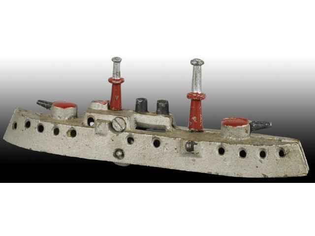 Appraisal: Cast Iron Gunboat Pull Toy Still Bank Description Made by